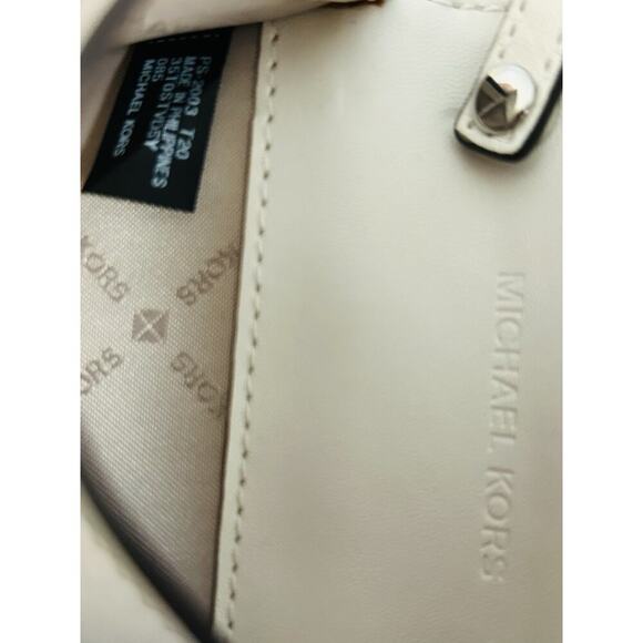 Michael Kors Mini Purse White Leather Chain Bag Quilted Prom Wedding Coin MK - Picture 10 of 16